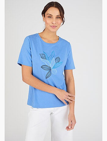 T-shirt maille jersey motif feuillage - Damart