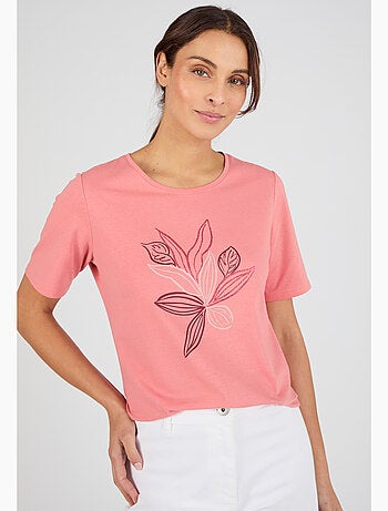 T-shirt maille jersey motif feuillage - Damart