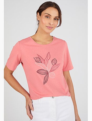 T-shirt maille jersey motif feuillage - Damart