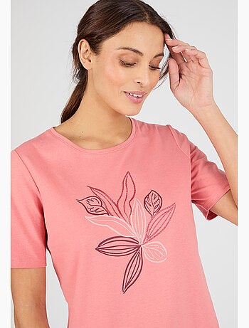 T-shirt maille jersey motif feuillage - Damart