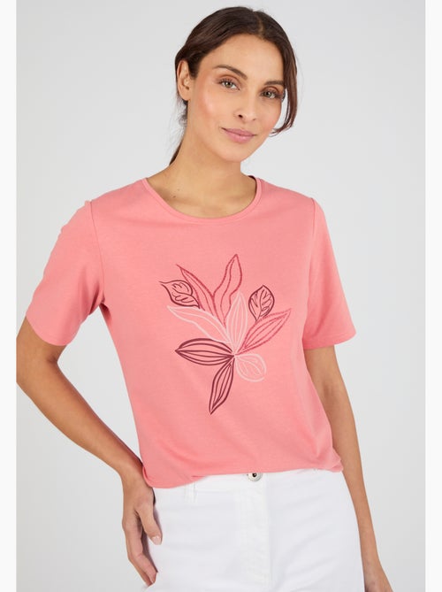 T-shirt maille jersey motif feuillage - Damart - Kiabi