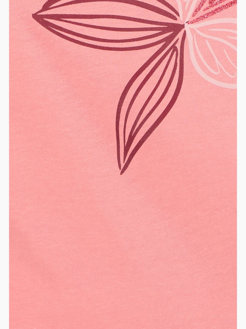 T-shirt maille jersey motif feuillage - Damart Rose pastel - Kiabi