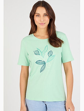 T-shirt maille jersey motif feuillage - Damart