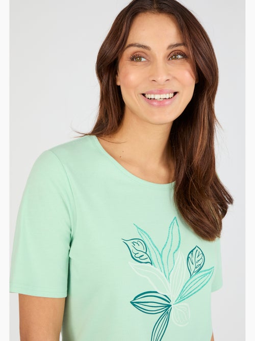 T-shirt maille jersey motif feuillage - Damart - Kiabi