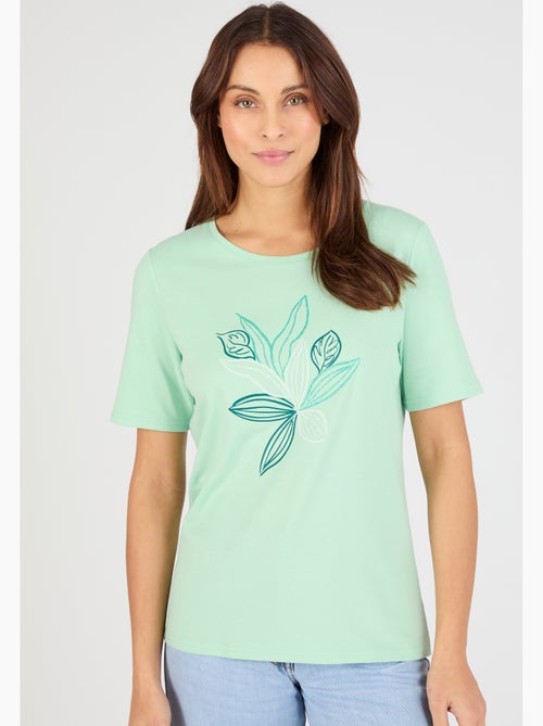 T-shirt maille jersey motif feuillage - Damart - Kiabi