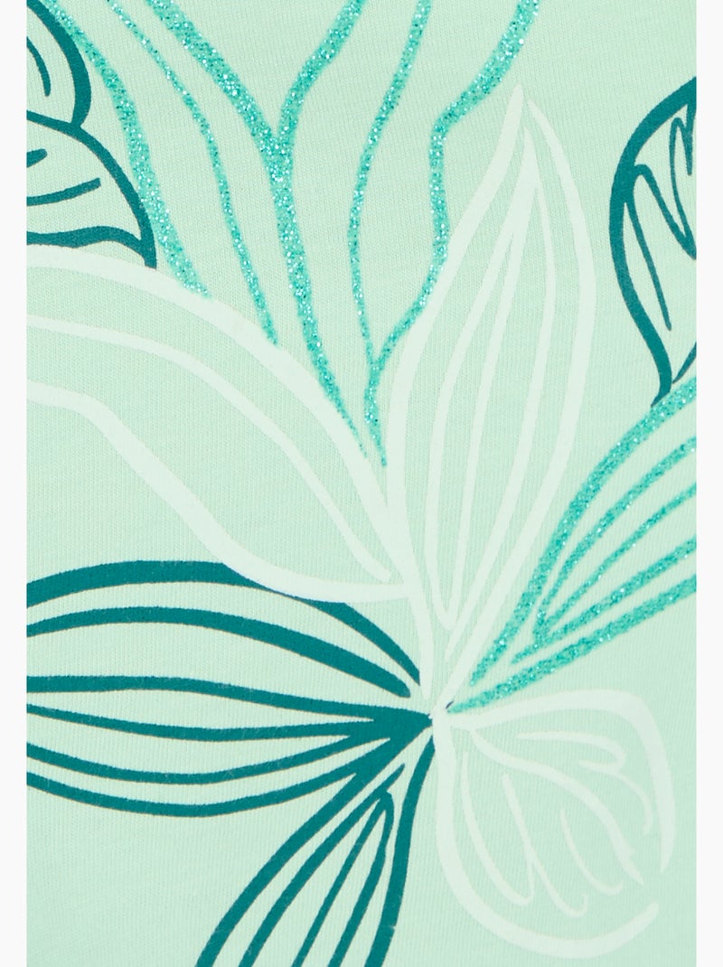 T-shirt maille jersey motif feuillage - Damart Vert pastel - Kiabi