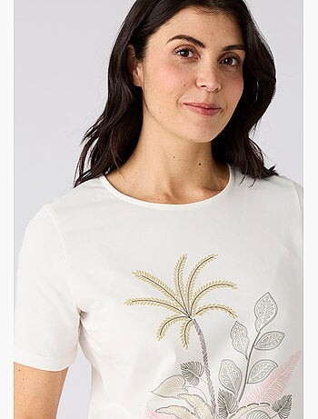 T-shirt maille jersey motif placé esprit tropical - damart