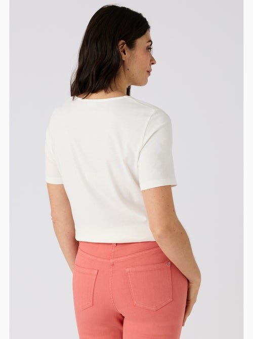 T-shirt maille jersey motif placé esprit tropical - Damart - Kiabi