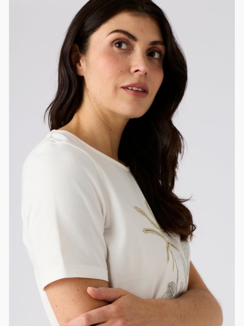 T-shirt maille jersey motif placé esprit tropical - Damart - Kiabi