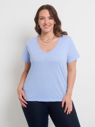 T-shirt maille pailletée manches courtes