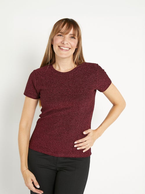 T-shirt maille pailletée manches courtes - Kiabi