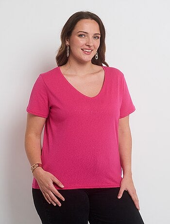 T-shirt maille pailletée manches courtes