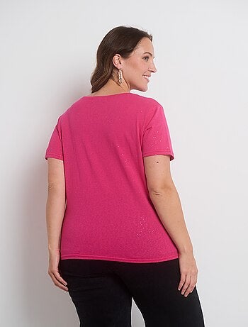 T-shirt maille pailletée manches courtes
