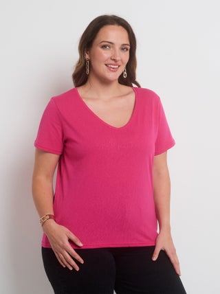 T-shirt maille pailletée manches courtes
