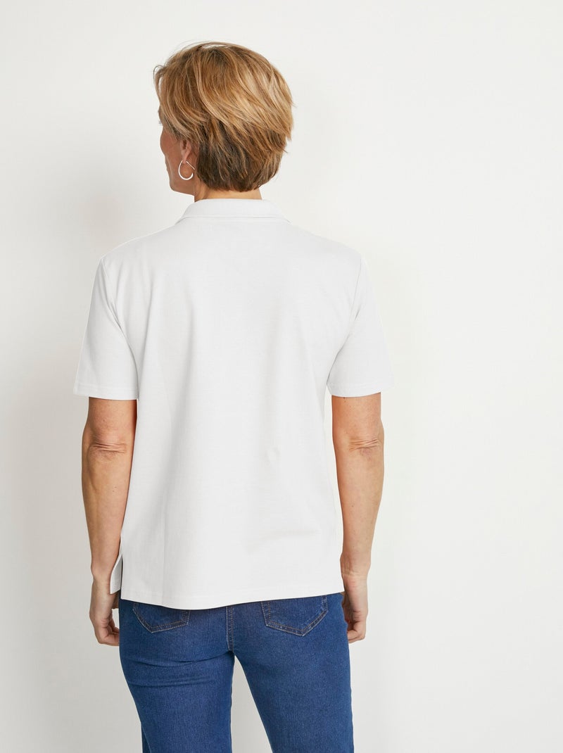 T-shirt maille piquée coton col polo Blanc - Kiabi