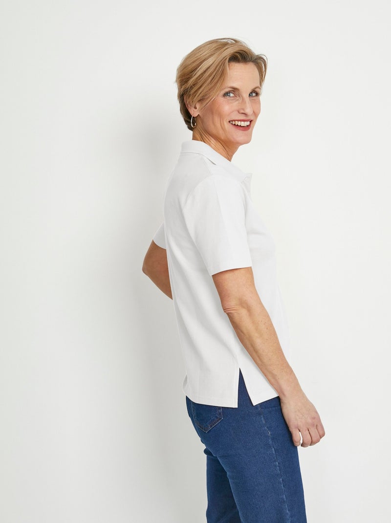 T-shirt maille piquée coton col polo Blanc - Kiabi