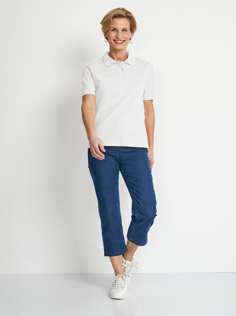 T-shirt maille piquée coton col polo Blanc - Kiabi