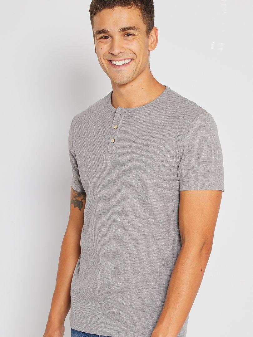 T-shirt  maille piquée gris - Kiabi