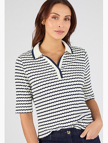 T-shirt maille pointelle, uni ou rayé - Damart