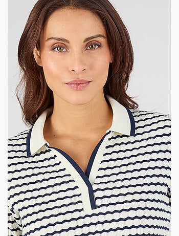T-shirt maille pointelle, uni ou rayé - Damart