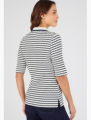 T-shirt maille pointelle, uni ou rayé - Damart