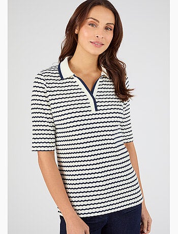 T-shirt maille pointelle, uni ou rayé - Damart