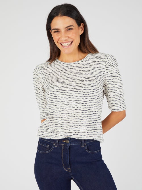 T-shirt maille rayures fantaisie - Damart - Kiabi
