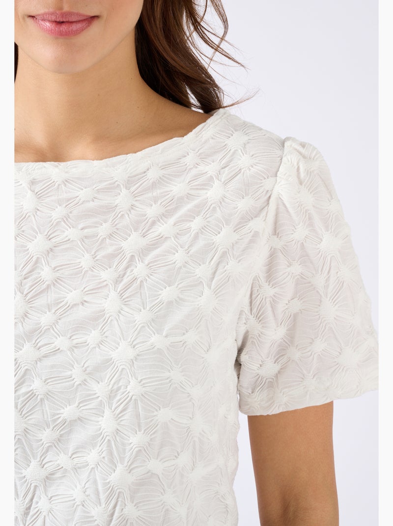 T-shirt maille reliéfée - Damart Blanc - Kiabi
