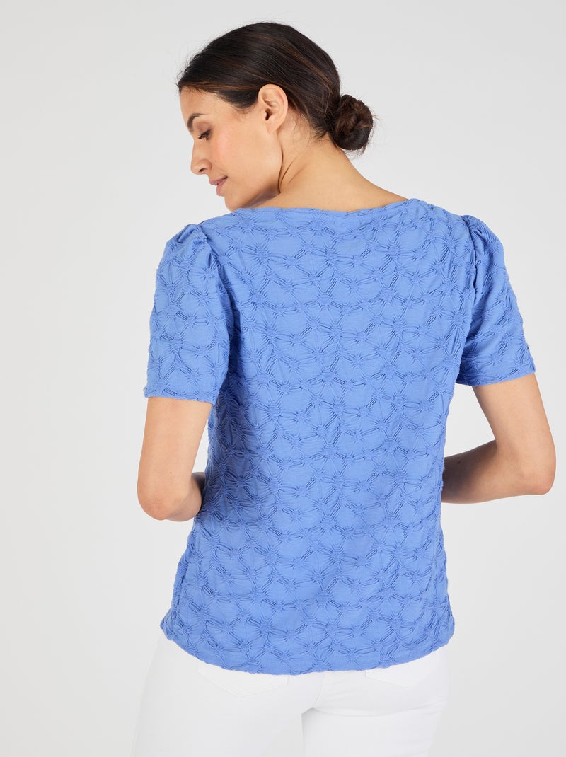 T-shirt maille reliéfée - Damart Bleu - Kiabi