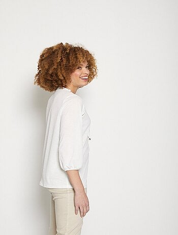 T-shirt maille reliéfée esprit blouse