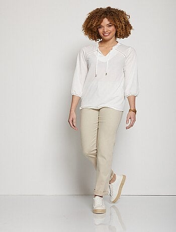 T-shirt maille reliéfée esprit blouse