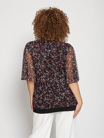 T-shirt maille résille long blousant