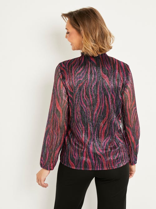 T-shirt maille résille plissée imprimé graphique - Kiabi T-shirt maille résille plissée imprimé graphique - Kiabi