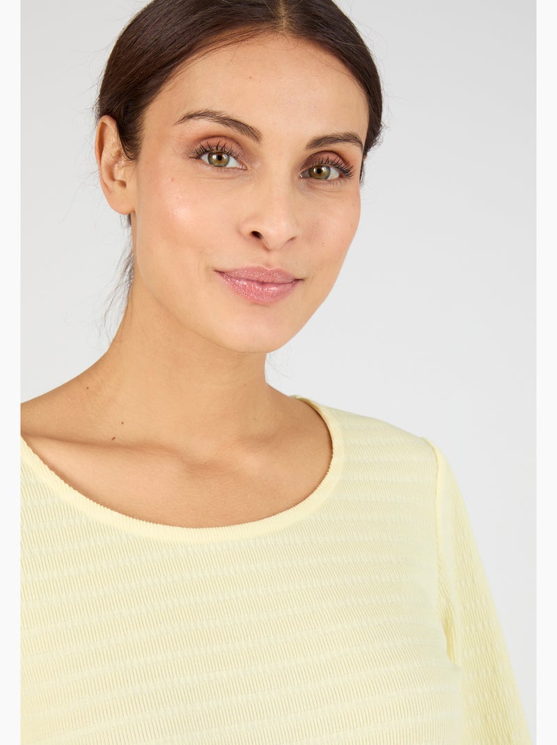 T-shirt maille texturée - Damart Jaune - Kiabi