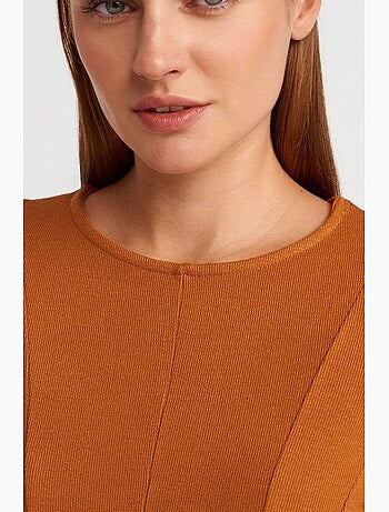 T-shirt maille texturée bas volanté manches longues dilvin