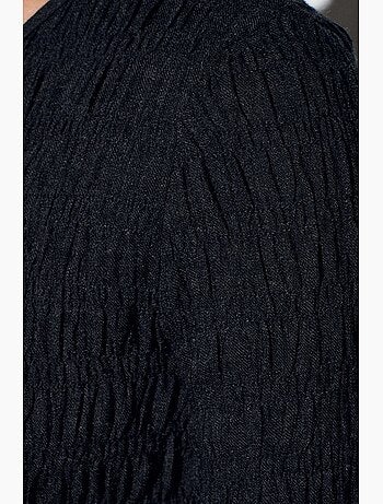 T-shirt maille texturée boutonné manches longues dilvin