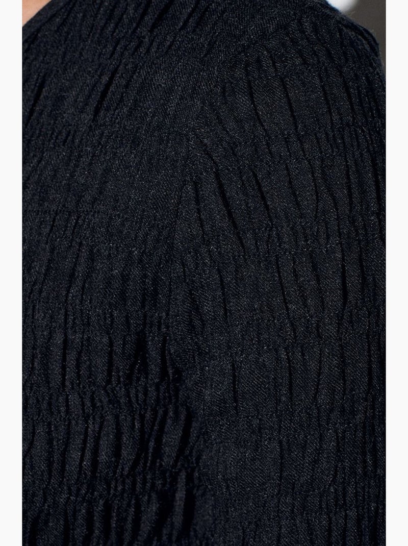 T-shirt maille texturée boutonné manches longues dilvin Noir - Kiabi
