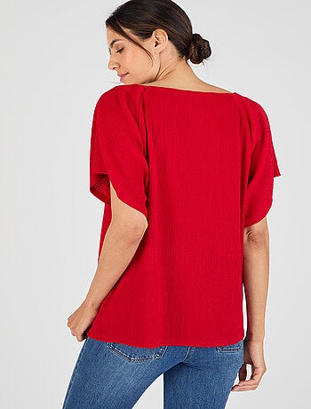 T-shirt maille texturée col fantaisie - Damart