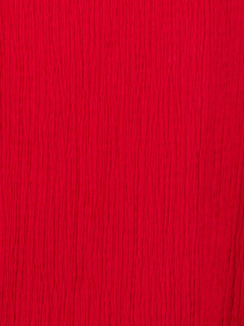 T-shirt maille texturée col fantaisie - Damart Rouge - Kiabi