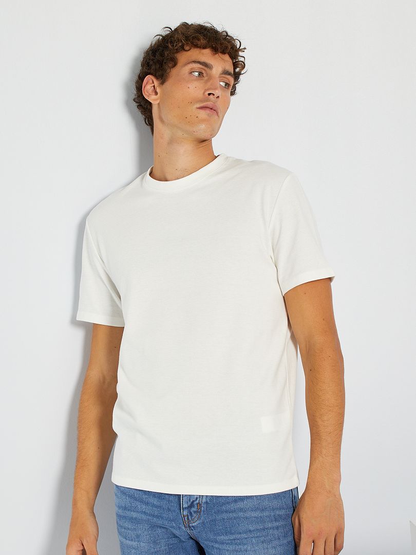 T-shirt maille texturée écru - Kiabi