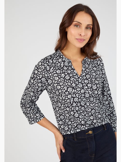 T-shirt maille texturée fleurie - Damart - Kiabi