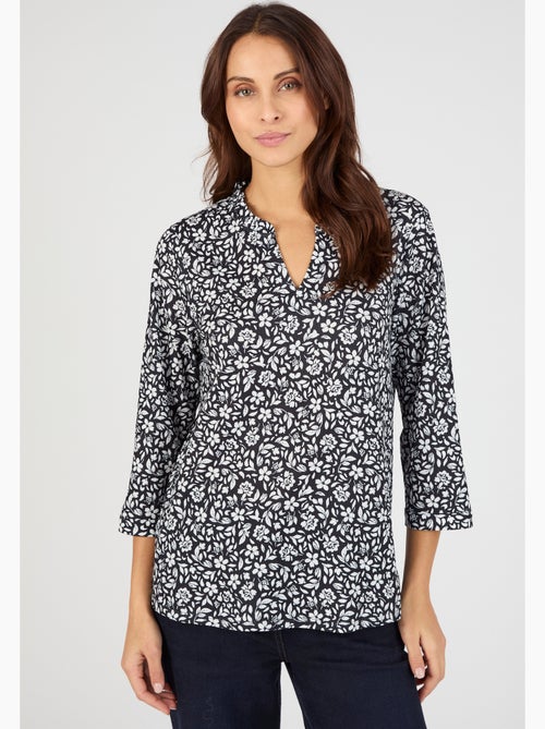 T-shirt maille texturée fleurie - Damart - Kiabi