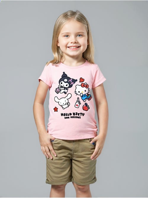 T-shirt manche courte Hello Kitty   | Licence Officielle - Kiabi