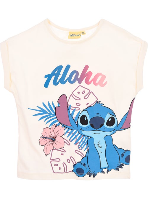 T-shirt manche courte Lilo et Stich   cassé | Licence Officielle - Kiabi