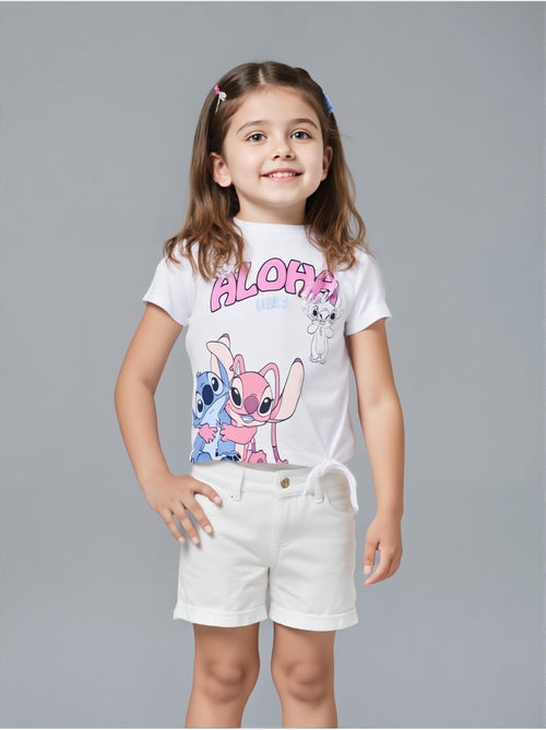 T-shirt manche courte Lilo et Stich   | Licence Officielle - Kiabi