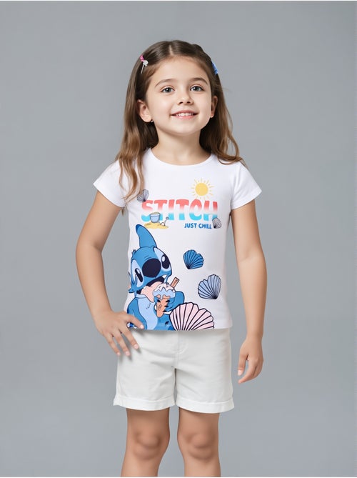 T-shirt manche courte Lilo et Stich   | Licence Officielle - Kiabi