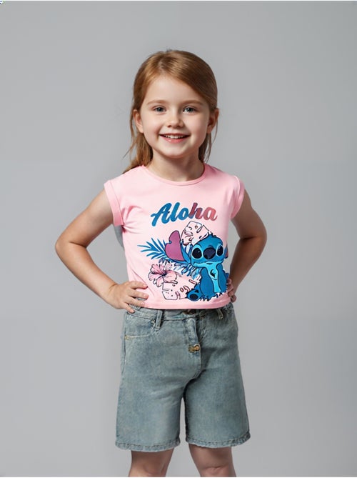 T-shirt manche courte Lilo et Stich   | Licence Officielle - Kiabi