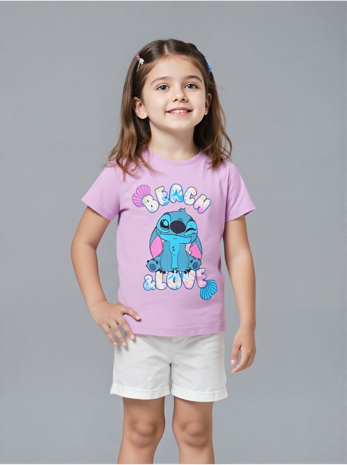 T-shirt manche courte Lilo et Stich   | Licence Officielle - Kiabi