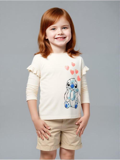 T-shirt manche longue Lilo et Stich   | Licence Officielle - Kiabi