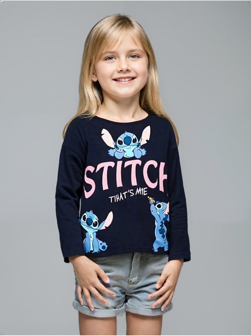 T-Shirt Manche Longue Lilo et Stich   | Licence Officielle - Kiabi